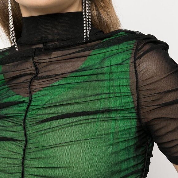 Alexander Wang Double Layer Top in Stretch Mesh Black/Iguana XS - Picture 6 of 8